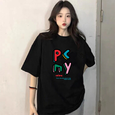 批发T恤女夏季韩版大版纯棉体恤圆领<b class='q'>夏装</b>2025短袖百搭小众印花宽松版