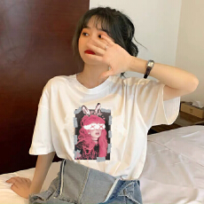 批发宽松版体恤夏季上衣圆领<b class='q'>夏装</b>网红个性爆款大版纯棉短袖2025T恤女