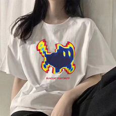 批发T恤女夏季时尚印花学生大码显瘦oversize<b class='q'>夏装</b>宽松版短袖百搭纯棉