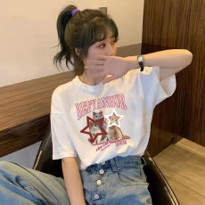 批发宽松新款重磅纯棉体恤休闲T恤女网红<b class='q'>夏装</b>oversize短袖夏季百搭ins