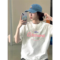 批发宽松圆领落肩纯棉时尚休闲体恤韩国新款T恤女<b class='q'>短袖</b>2025网红夏季ins