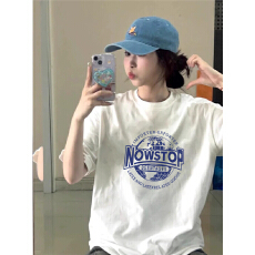 批发T恤女短袖重磅纯棉印花夏季上衣宽松oversize<b class='q'>韩国</b>夏装新款显瘦ins