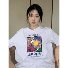 批发体恤夏季小众网红上衣个性T恤oversize宽松韩国纯棉短袖女<b class='q'>夏装</b>ins