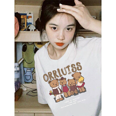 批发宽松版纯棉圆领体恤夏季休闲<b class='q'>夏装</b>印花时尚短袖女半袖大码T恤显瘦