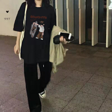 批发T恤女短袖显瘦个性夏季小众上衣落肩超火半袖宽松体恤纯棉<b class='q'>夏装</b>ins