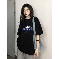 批发日韩春夏季宽松美式超火大码潮牌春季重磅女<b class='q'>短袖</b>纯棉春装T恤百搭