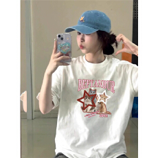 批发纯棉短袖新款上衣超火春季<b class='q'>时尚</b>爆款夏季潮流大版女T恤设计感宽松