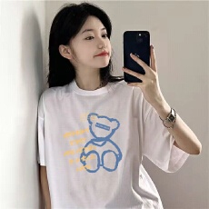 批发爆款T恤女宽松个性落肩短袖印花上衣春<b class='q'>夏季</b>时尚纯棉新款春装原创
