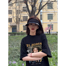 批发大版春季短袖时尚新款T恤女休闲潮牌纯棉美拉德春<b class='q'>夏</b>季宽松慵懒风