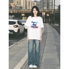 批发重磅夏季宽松T恤<b class='q'>大码</b>大版印花美拉德纯棉女短袖小众日韩显瘦潮牌