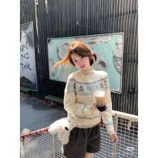 批发韩系复古费尔岛愈兔针织开衫女秋冬新款显瘦开衫<b class='q'>毛衣</b>慵懒高级感