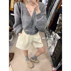 批发秋冬新款~韩版时尚百搭短款撞色长袖针织开衫<b class='q'>女</b>短款外套