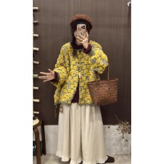 批发花朵提花长袖宽松毛衣开衫秋冬新款穿搭田园风森系复古时髦<b class='q'>外套</b>女