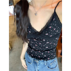 批发纯欲芭蕾bm风蕾丝碎花带胸垫吊带背心女内搭外穿V领美背<b class='q'>文胸</b>一体