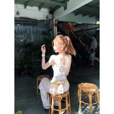 批发李婉君 蝴蝶蕾丝吊带 性感<b class='q'>时尚</b>百搭后背交叉蕾丝纯欲吊带一体上衣