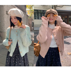 批发Sisilyon 温柔呢喃~韩系慵懒风毛衣<b class='q'>开衫</b>女秋小个子立体美感羊毛衫