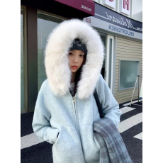 批发Vs what 慢生活特调 韩系气质慵懒风大毛领连帽针织开衫<b class='q'>外套</b>女