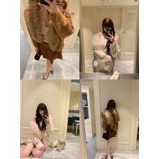 批发舒一崽 甜梦芭蕾 狐狸毛翻领针织皮草毛衣秋冬慵懒风宽松显瘦<b class='q'>外套</b>