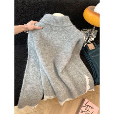 批发实拍～时尚<b class='q'>蕾丝</b>花边高领毛衣女2025新款冬显瘦正肩中长款针织衫