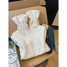 批发实拍～重工慵懒风亮片小衫女秋冬季新款<b class='q'>时尚</b>气质细闪千金风上衣