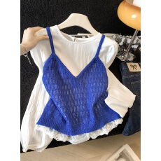 批发实拍～韩系早春氛围感穿搭一整套叠穿针织<b class='q'>吊带</b>两件套装