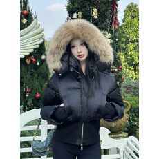 批发短款秋冬设计感复古时尚毛领棉服外套女