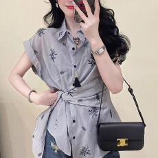 批发粉色撞色条纹衬衫女夏季新款<b class='q'>中长款</b>宽松大版oversize薄款防晒开衫