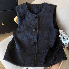 批发轻奢重磅提花新中式马甲女春<b class='q'>夏</b>新款时尚外搭叠穿无袖国风坎肩外套