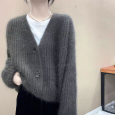 批发针织开衫女秋装2025新款长袖宽松韩版时尚短款女士毛衣外套