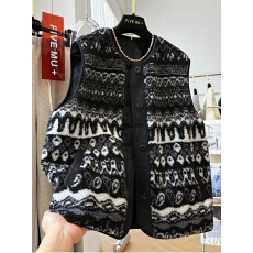 批发高级感韩系穿搭叠穿巨好看的复古费尔岛羊羔绒<b class='q'>马甲</b>背心<b class='q'>外套</b>女秋冬