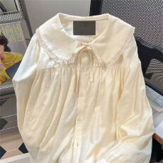 批发2026秋<b class='q'>冬</b>新款娃娃领衬衫 宽松长袖内搭上衣女 叠穿小衬衣