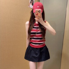批发2026新款爆款条纹polo衫半身<b class='q'>连衣</b>裙女夏季小个子穿搭一整套装短裙