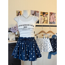 实拍  2026秋夏新款甜美波点花苞蓬蓬裙防走光短裙半身裙