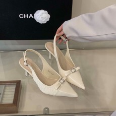 批发法式尖头细跟蝴蝶包头后空凉鞋新款气质百搭<b class='q'>简约</b>单鞋女鞋