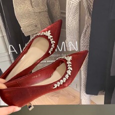 批发法式<b class='q'>甜美</b>仙女风闪闪水钻尖头浅口细跟中跟四季鞋婚宴礼服鞋