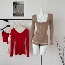 批发Rase le sol‘Christmas Set2.0’绞花毛衣<b class='q'>蕾丝</b>吊带针织<b class='q'>短裤</b>套装