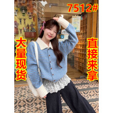 批发翻领毛衣<b class='q'>外套</b>女秋冬<b class='q'>休闲</b>宽松短款针织上衣