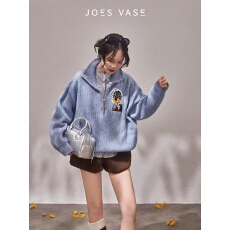 批发乔与花樽×LAB<b class='q'>木</b>隐蓝色毛衣女2025秋季新款复古宽松外穿上衣