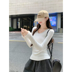 圆领简约百搭圆领长袖针织秋冬修身显瘦内搭打底衫上衣