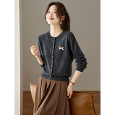 批发2025秋装新款女装女士红色开衫毛衣针织<b class='q'>外套</b><b class='q'>显瘦</b>秋冬圆领高级上衣