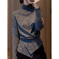 批发高级感设计感高领长袖<b class='q'>针织衫</b>女冬季百搭显瘦收腰<b class='q'>打底衫</b>毛衣上衣