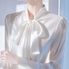 批发法式蝴蝶结系带白色缎面<b class='q'>衬衫</b>2026新款高级高端长袖职业<b class='q'>OL</b>通勤<b class='q'>衬衣</b>