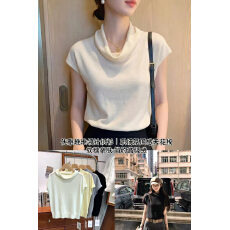 批发时尚堆堆领设计感潮流显瘦夏季韩系优雅气质<b class='q'>百搭</b>针织上衣