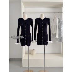 批发ADA MISS气质千金风喇叭袖小香针织连衣裙修身<b class='q'>短</b>裙女秋冬新款