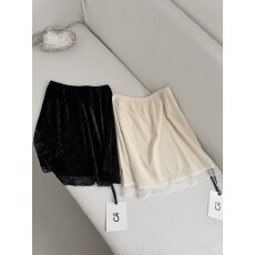 批发蕾丝拼接下摆松紧腰<b class='q'>半身裙</b>女2025冬季新款气质显瘦减龄a字裙