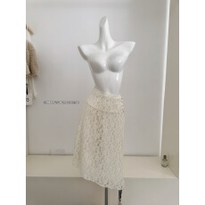 批发2025冬季新款韩系不规则微透复古高腰蕾丝屁帘叠穿半身裙女