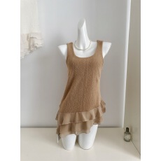 批发<b class='q'>蕾丝</b>叠搭背心屁帘裙磨毛加厚下摆荷叶边拼接无袖背心内搭