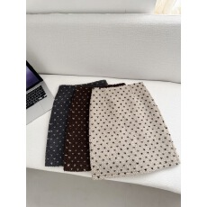 批发波点半身裙女2025新款高腰毛呢包臀中长裙