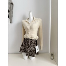 批发圈圈cooky 豹纹限定 野性豹纹时尚摩登A字荷叶边显瘦柔软舒适半裙