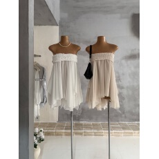 批发Roselyn白色/黑色/杏色/雪纺弹力一字肩气质不规则设计<b class='q'>连衣裙</b>女